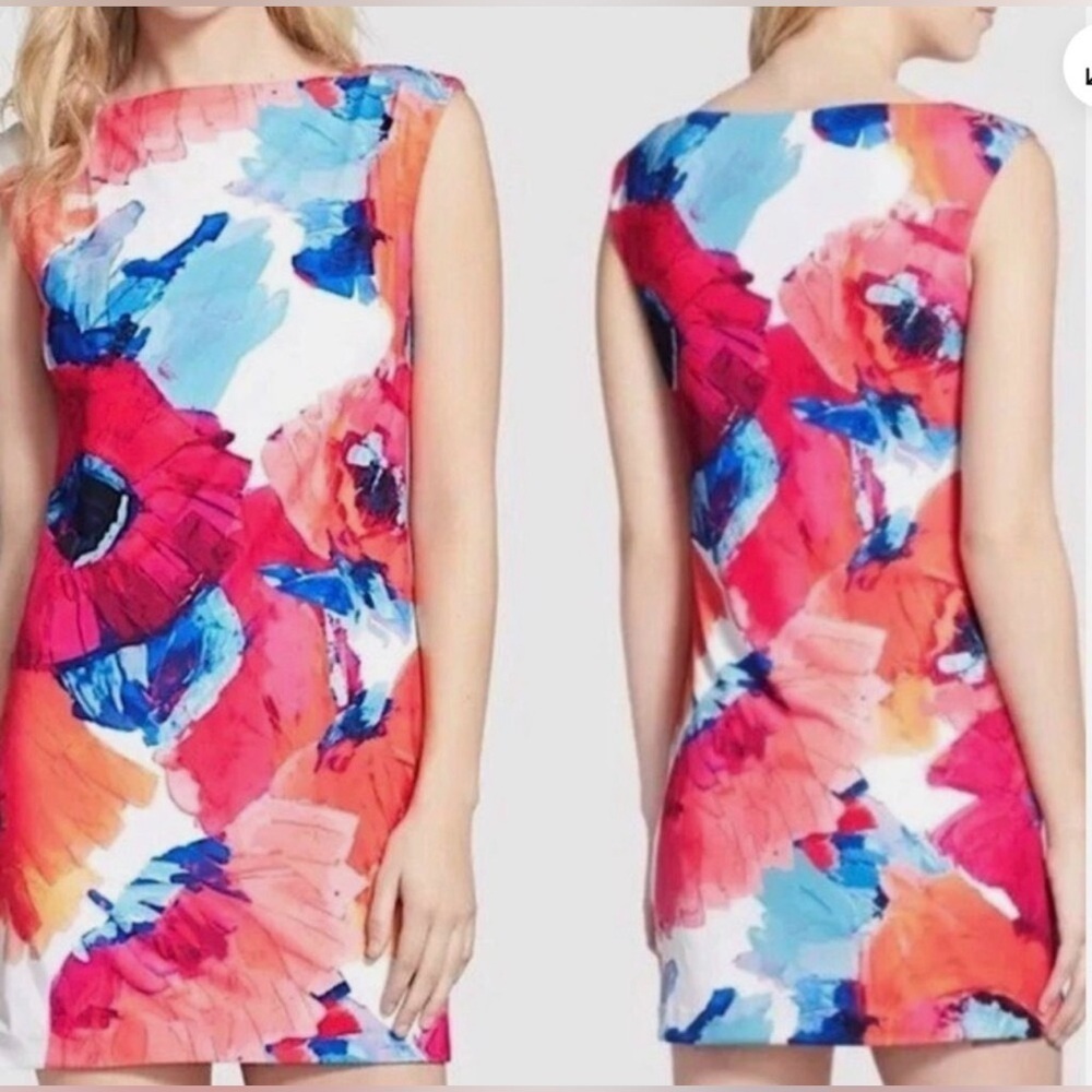 Trina Turk Felana 2 Poppy Print Jersey Dress | Sleeveless Shift | Size 12. EUC